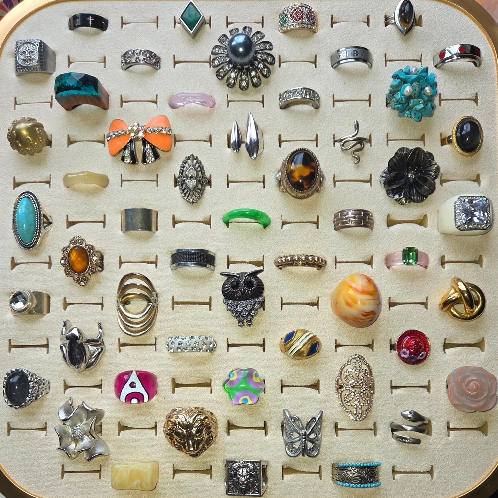 RESELLERS LOT of 52 Mixed Era Various Styles Of Costume Cocktail Statement Rings